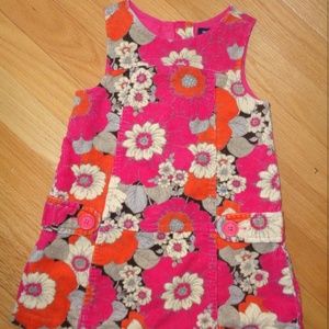 GAP Girl Corduroy Flower Dress Size 18 24 Month Toddler Pink Black Valentines